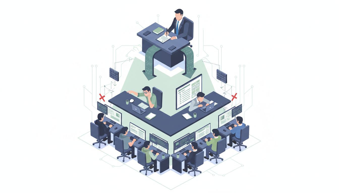 Diagram showing the enterprise software buying chain and the disconnect between buyers and end users