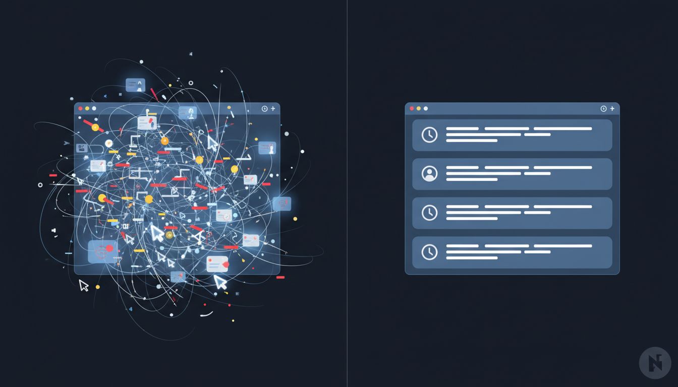 Illustration comparing real-time collaborative editing chaos with structured async document workflow