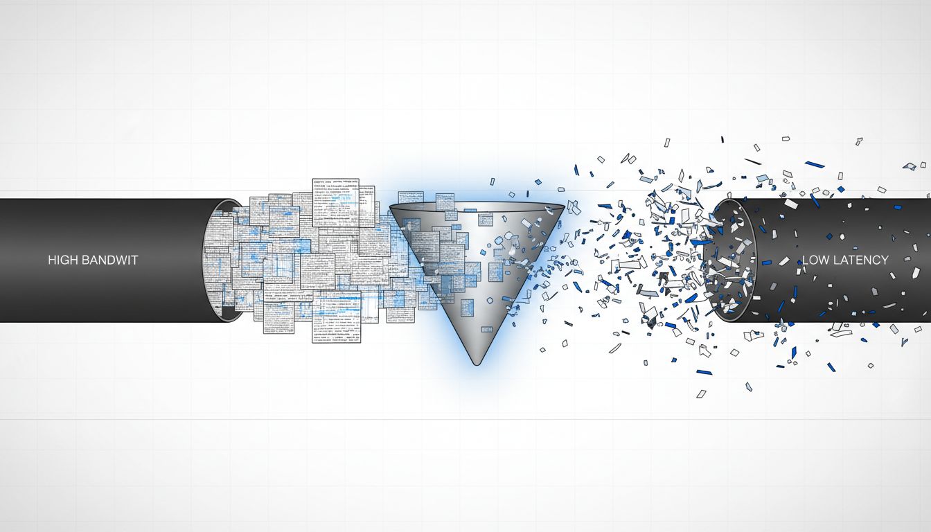 Diagram showing how high latency communication channels filter for higher quality, more complete messages