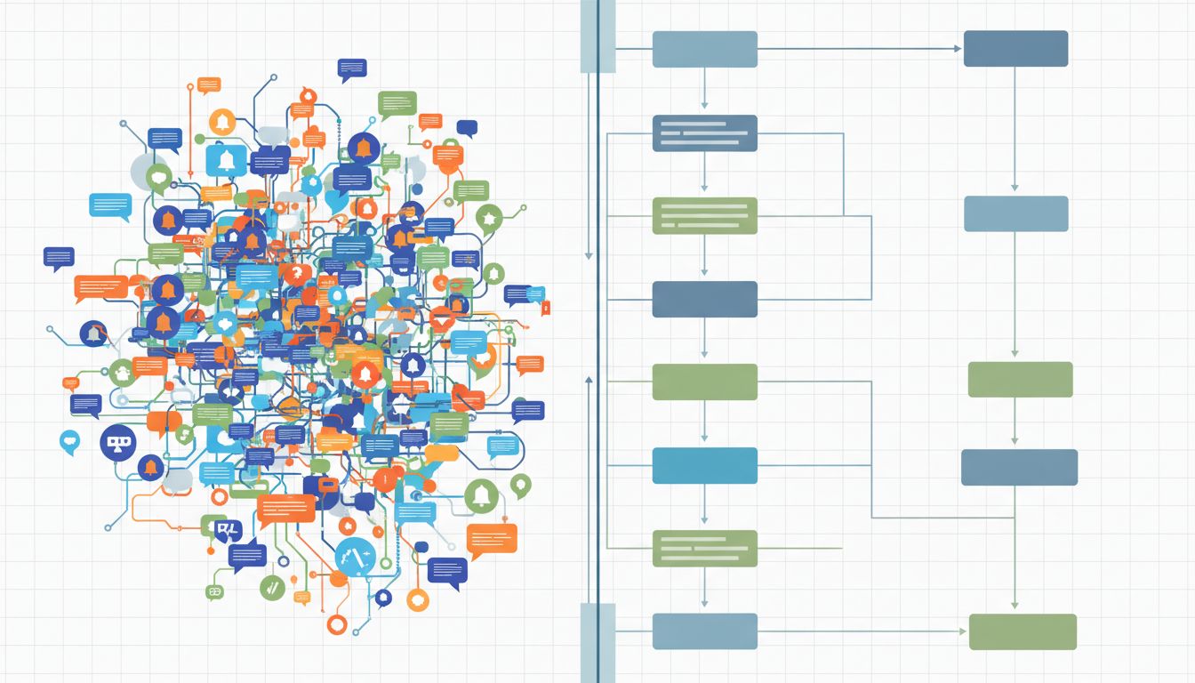Two contrasting communication architectures: chaotic real-time chat versus ordered asynchronous message flow