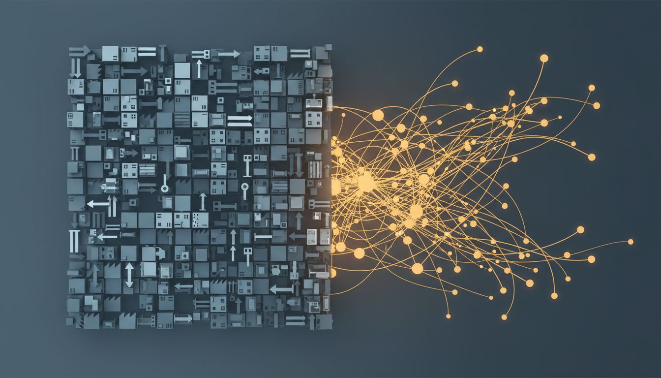 Iceberg diagram showing physical assets as the small visible tip and intangible assets like data, network effects, and brand as the massive submerged portion