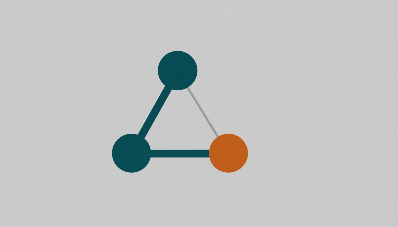 Three nodes forming a triangle, illustrating how a third hire joins an existing dynamic rather than a blank slate