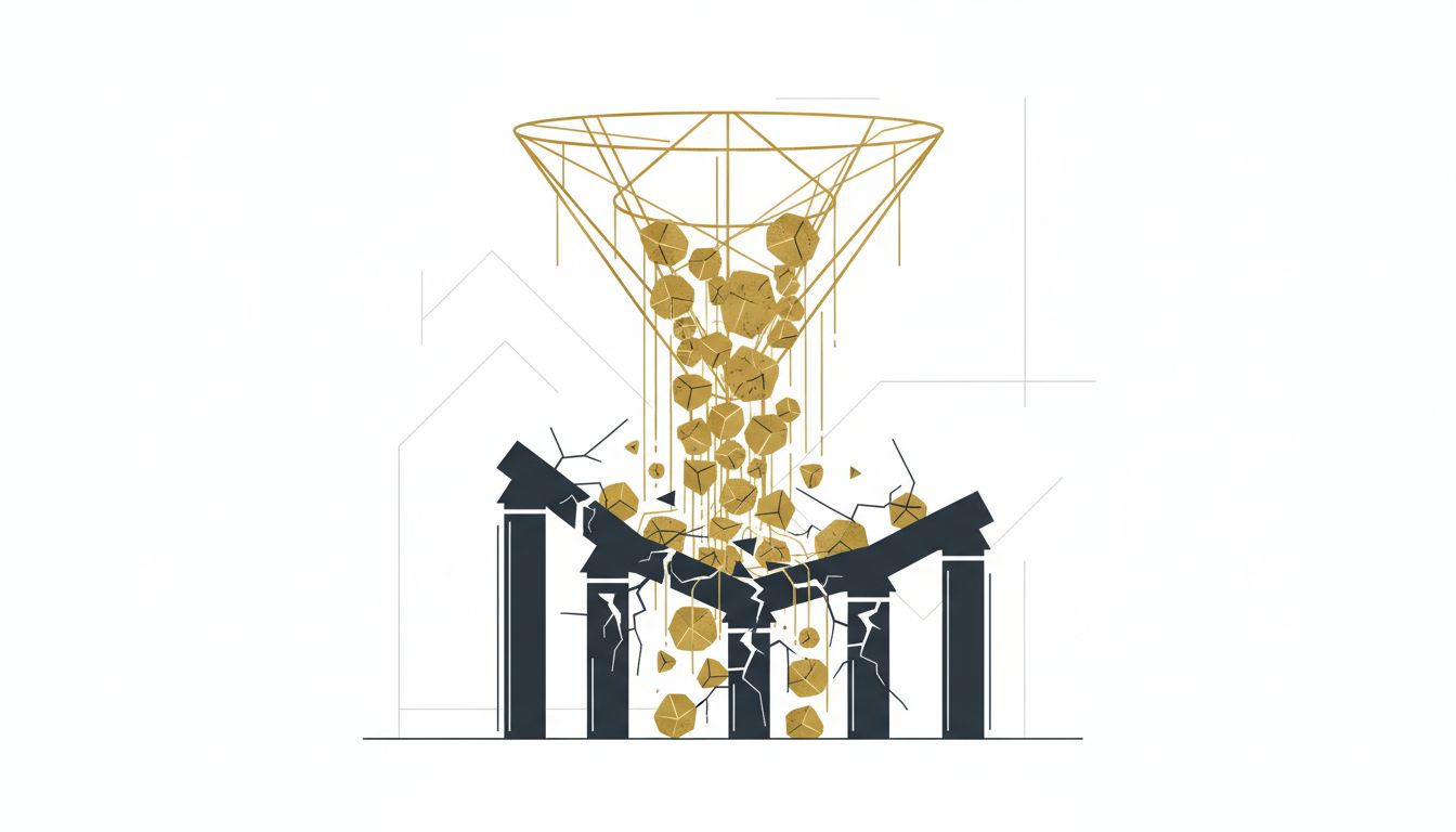 Abstract illustration of capital abundance creating structural pressure on a startup