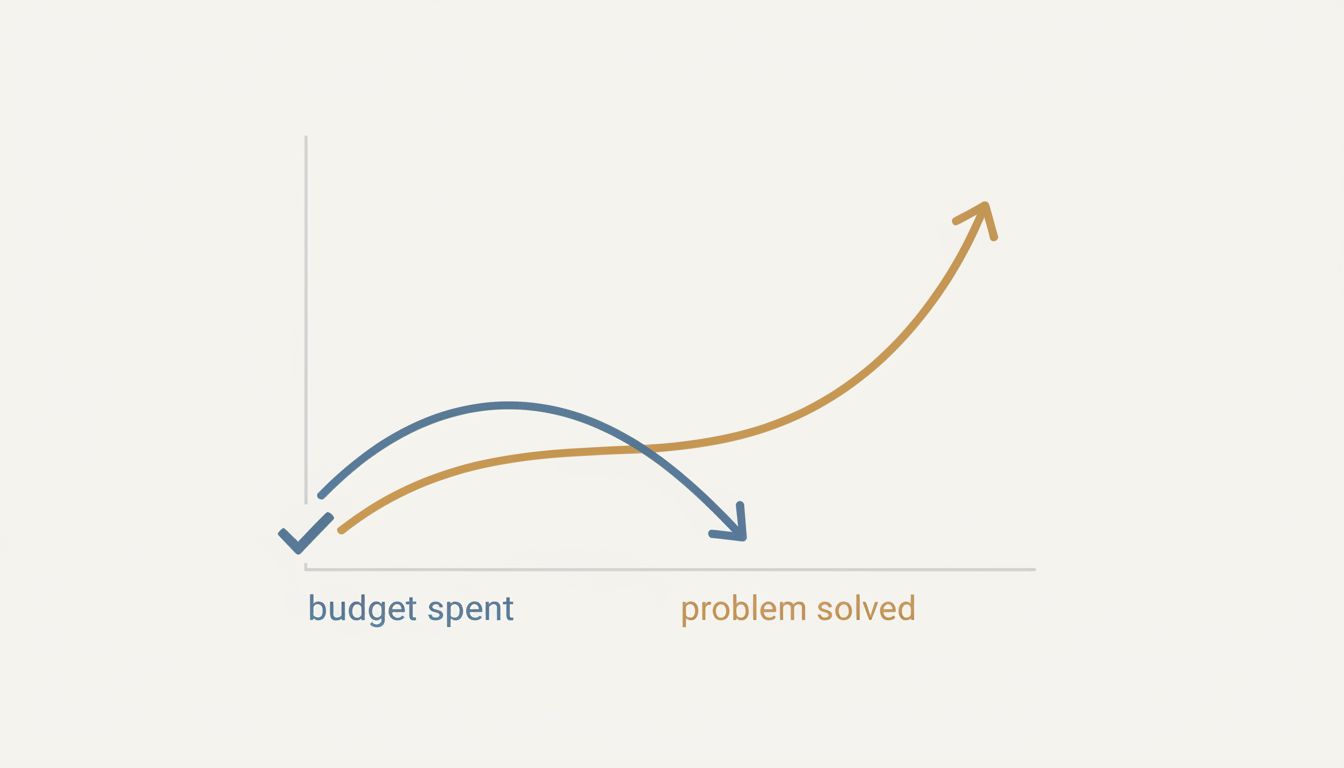 Chart showing budget spending ending while the actual problem remains unsolved