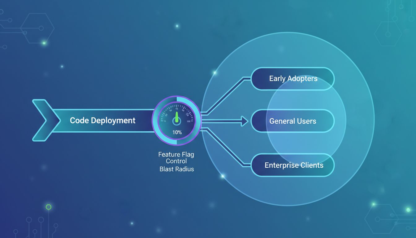 Abstract diagram of a feature flag routing traffic to different user segments