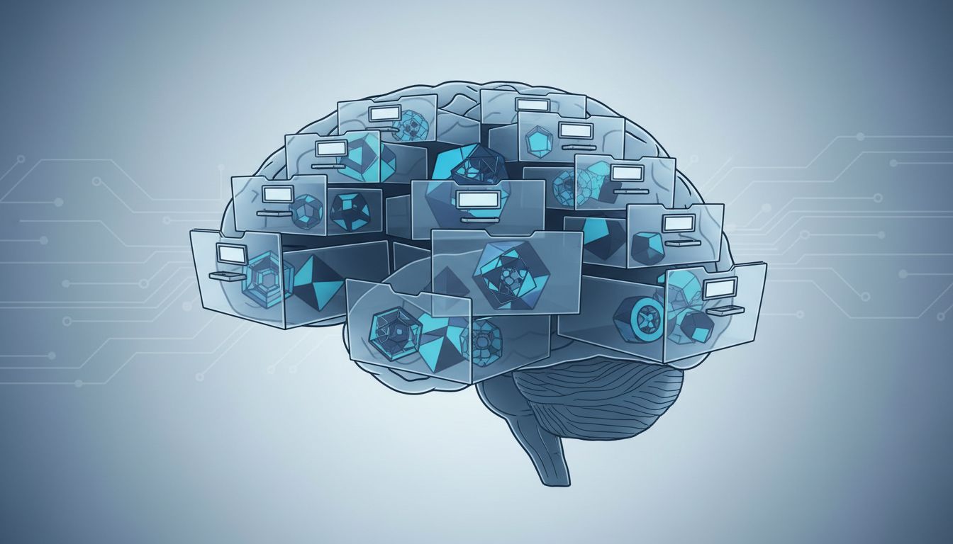 Abstract illustration of a brain structured as a pattern-matching filing system
