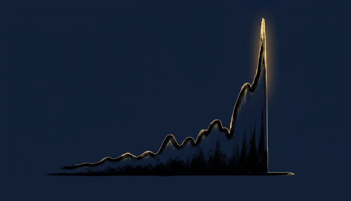Stylized power law curve showing a single outlier dwarfing all other outcomes