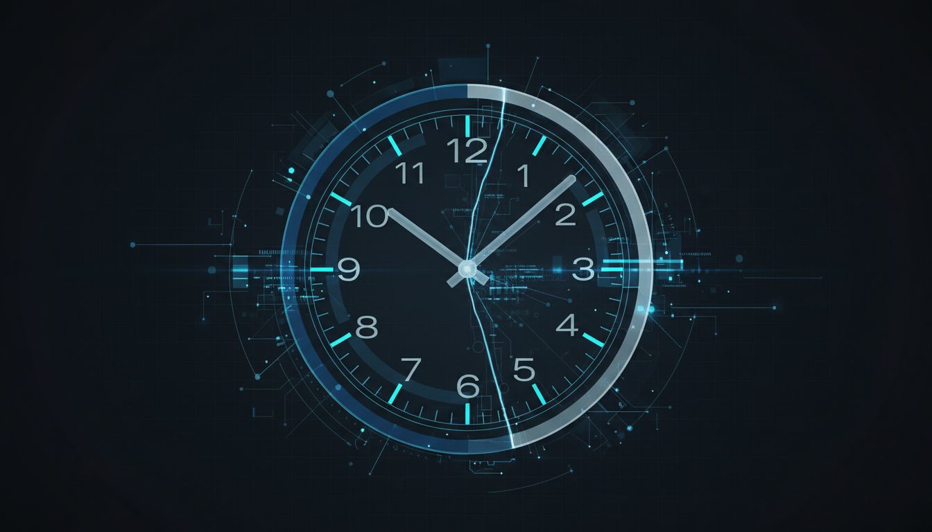 Abstract illustration of two overlapping clock faces showing slightly different times, representing clock skew in distributed systems