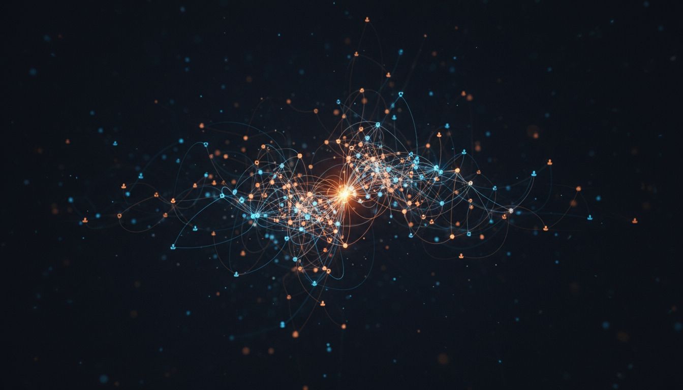 Network graph showing how relationships and connections accumulate across multiple startup ventures