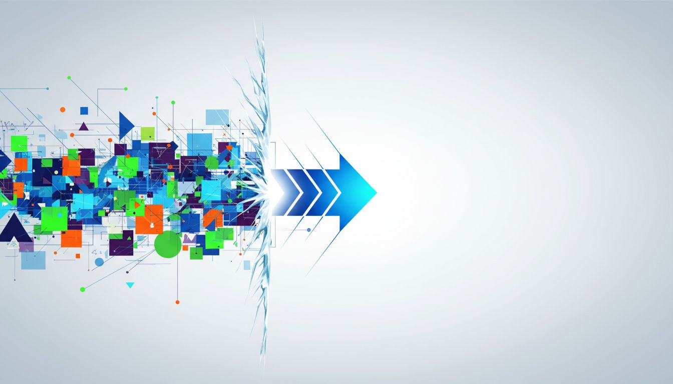 Diagram showing an AI's knowledge frozen at a training cutoff date while confidently pointing toward an unknown present