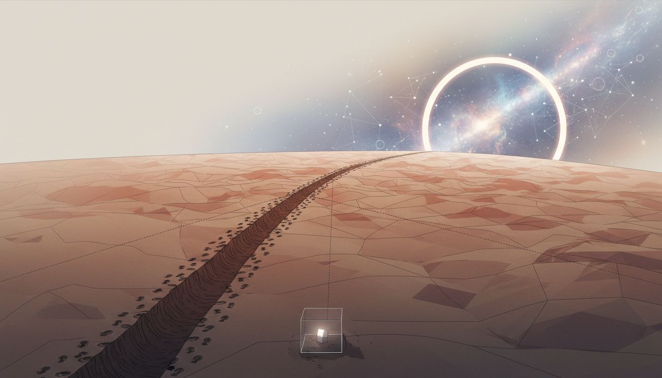 Diagram illustrating a narrow well-worn path versus a broader unexplored terrain, representing the choice between serving one customer deeply and building for a wider market