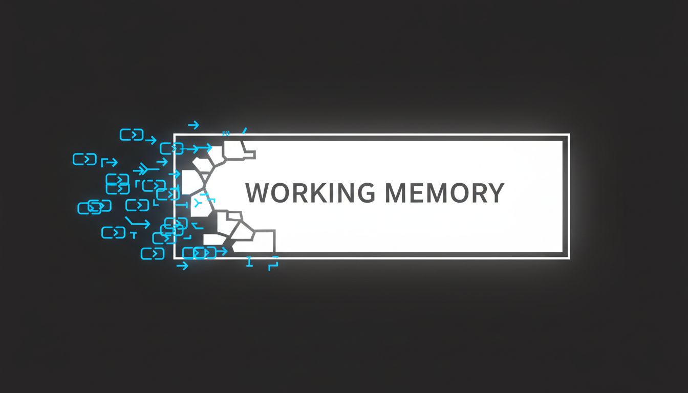 Diagram illustrating how hyperlinks consume working memory capacity, leaving less available for comprehension