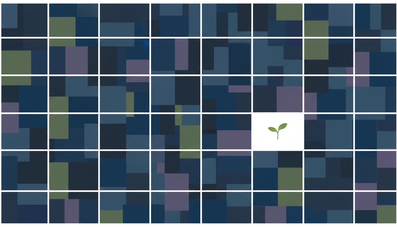 A fully packed weekly calendar grid with a single open slot containing a small seedling