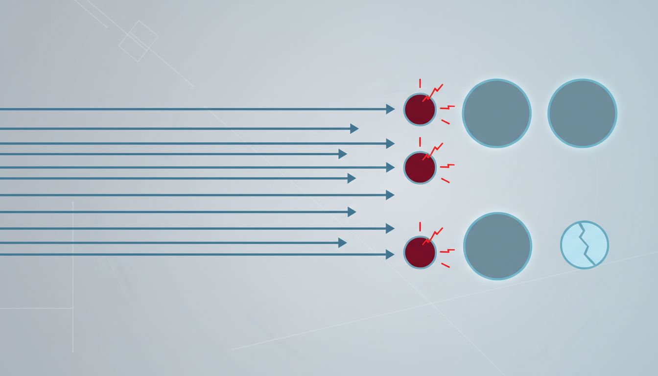 Abstract diagram showing equal traffic distribution to unequal server nodes