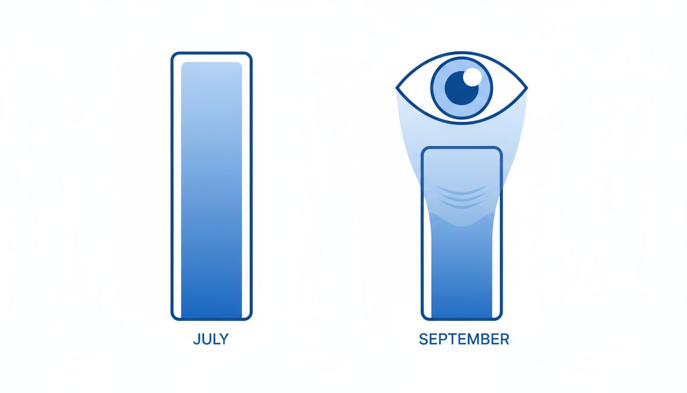 Diagram illustrating confirmation bias making identical performance metrics appear different depending on time of year