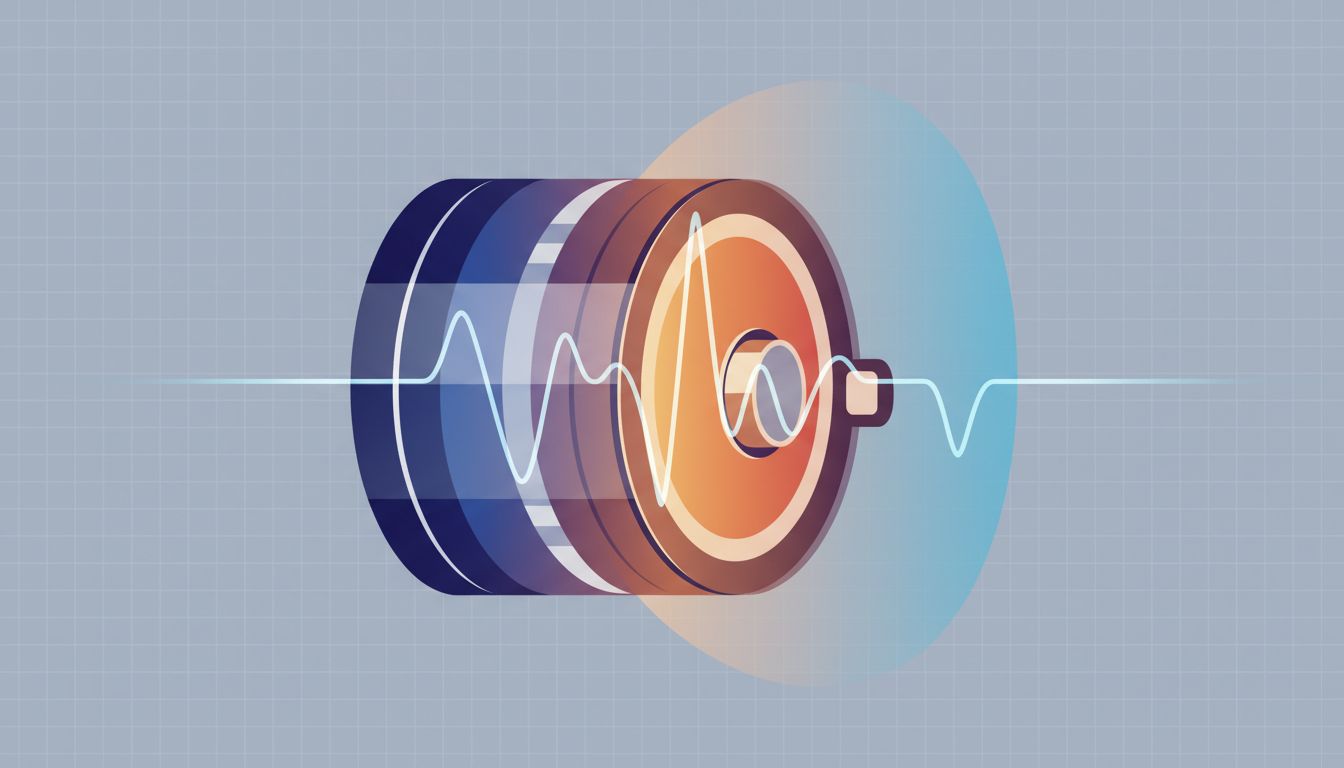 Cross-section diagram of a battery cell showing heat and radio signal interaction