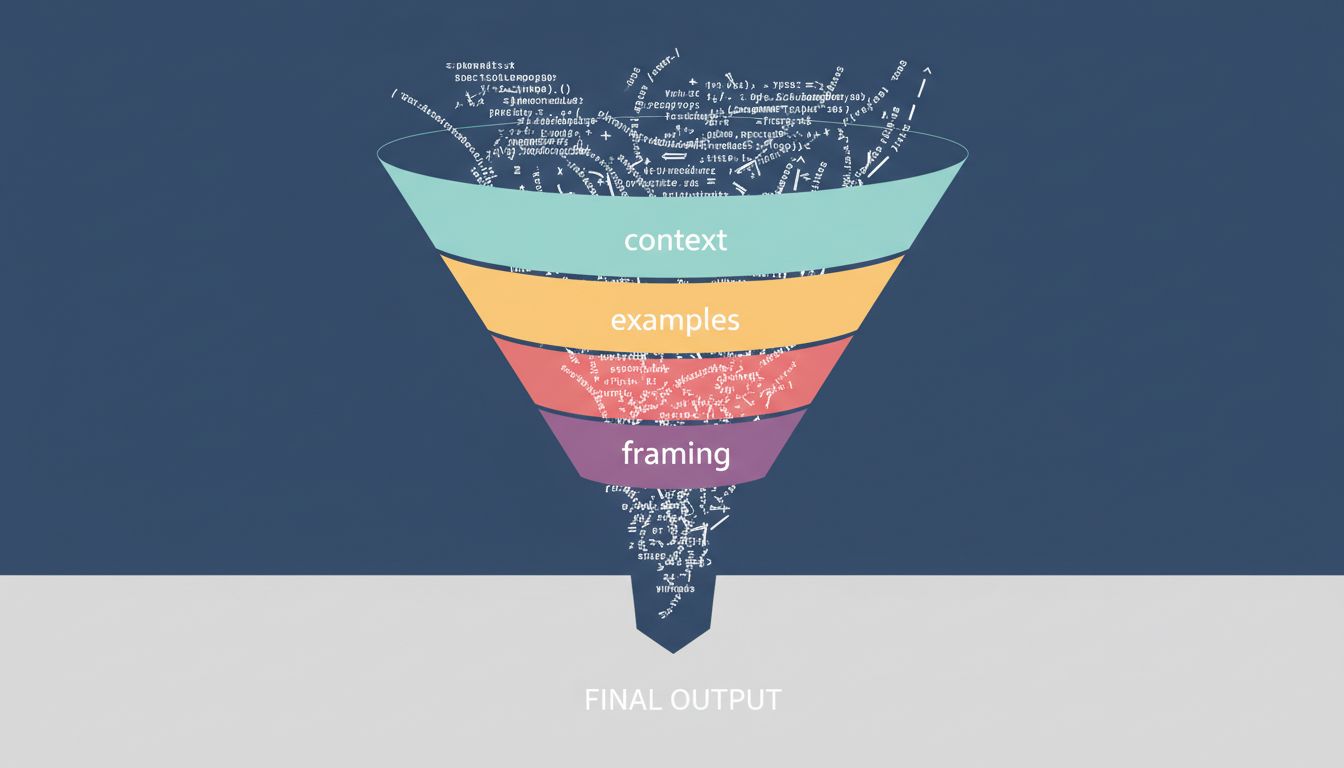 Diagram showing how context and framing narrow the model's output distribution