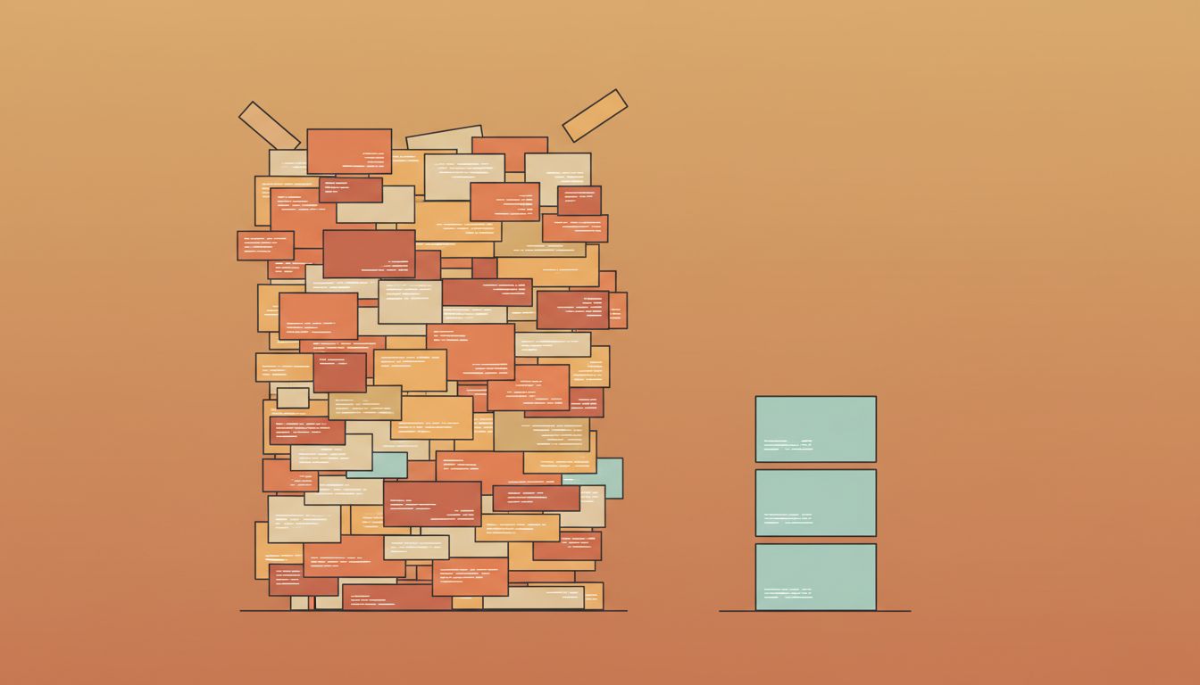 Diagram comparing the volume of tasks added versus tasks completed, showing a large imbalance