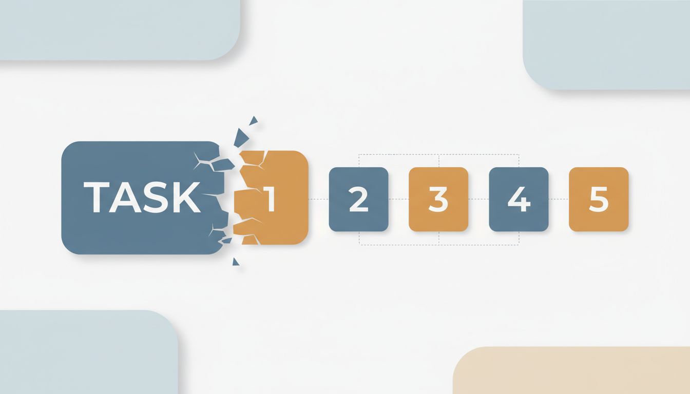 A large vague task block decomposing into a sequence of specific, concrete steps