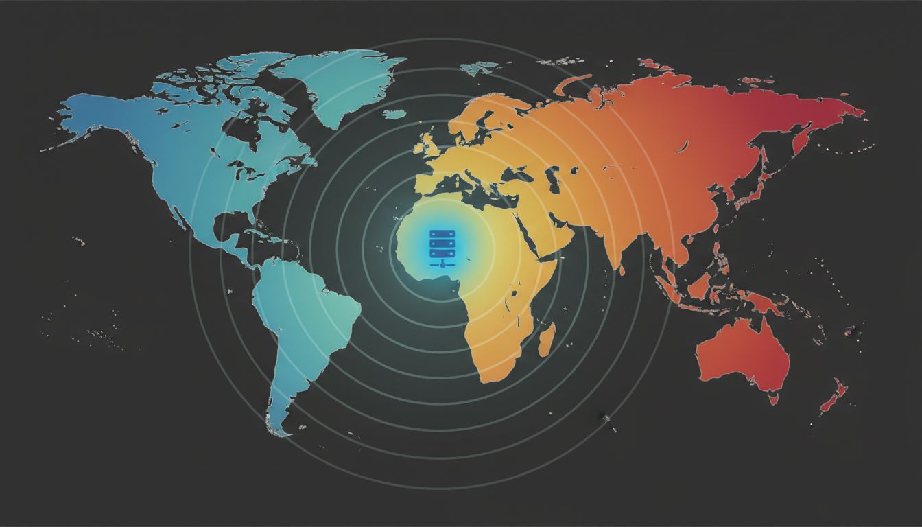 Global latency heatmap showing degraded performance for users far from a single US data center