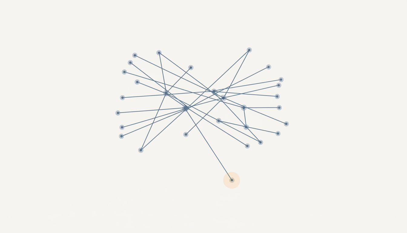Abstract illustration of a trust network with an unverified floating node