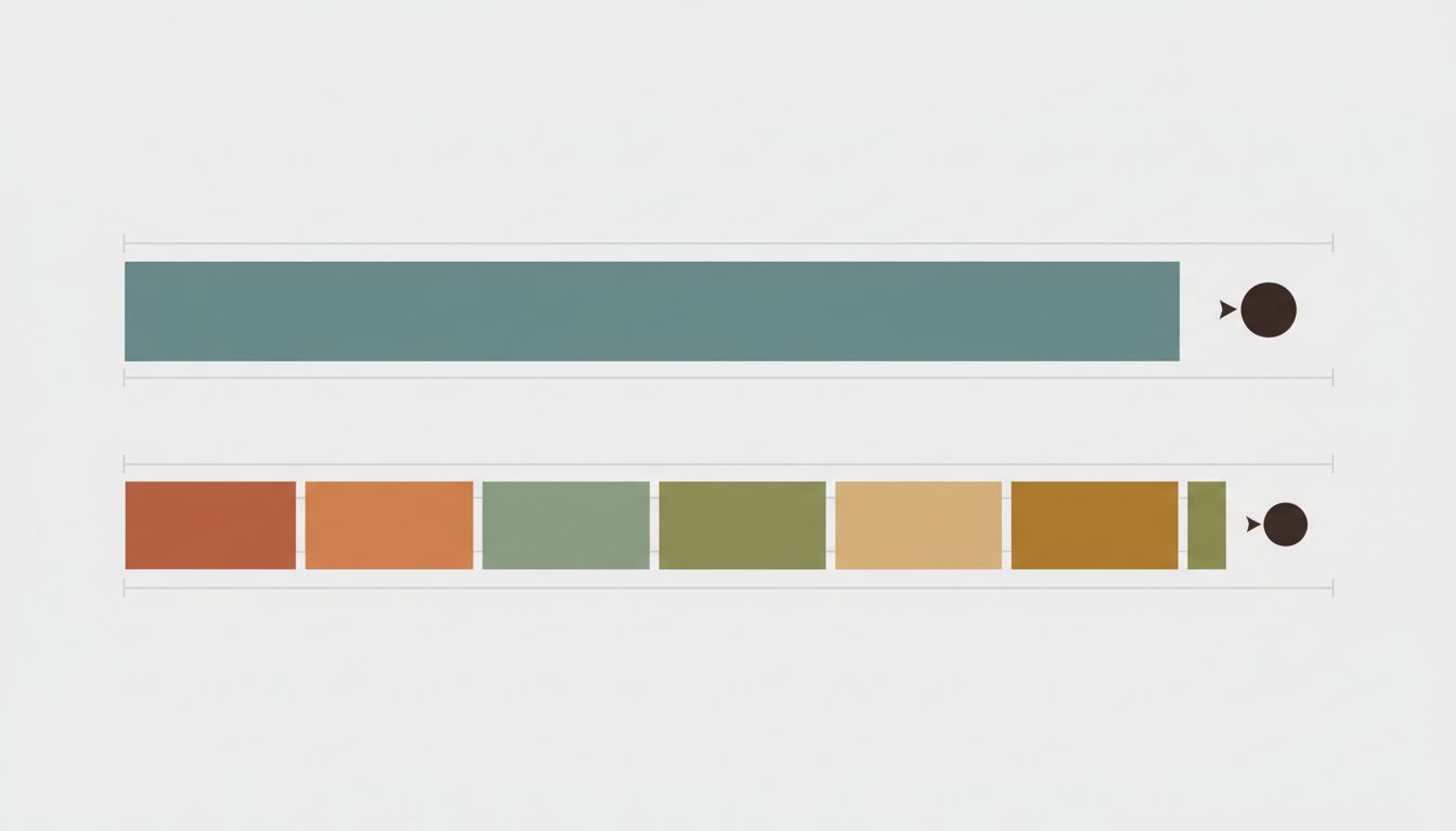 Two timelines comparing focused work versus fragmented work, showing smaller output from the interrupted version