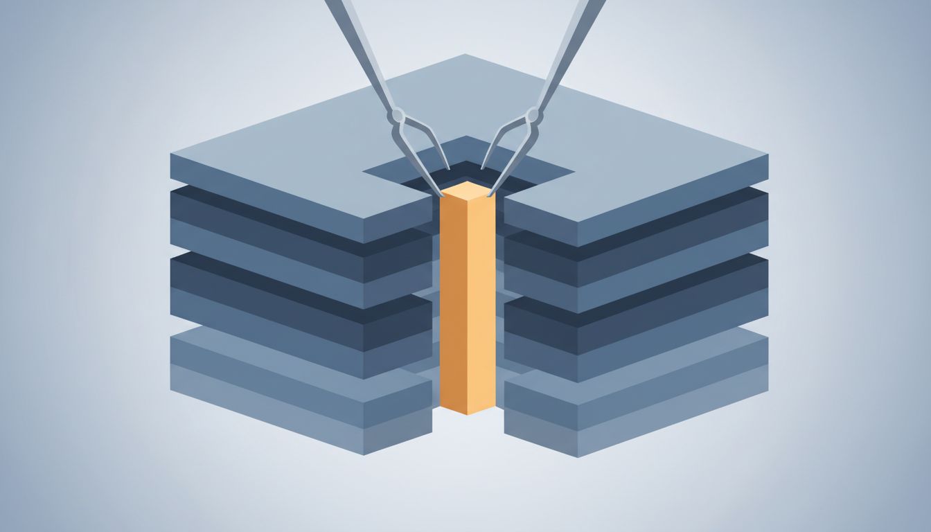 Illustration showing a database column being carefully extracted from a table structure, with other columns remaining intact