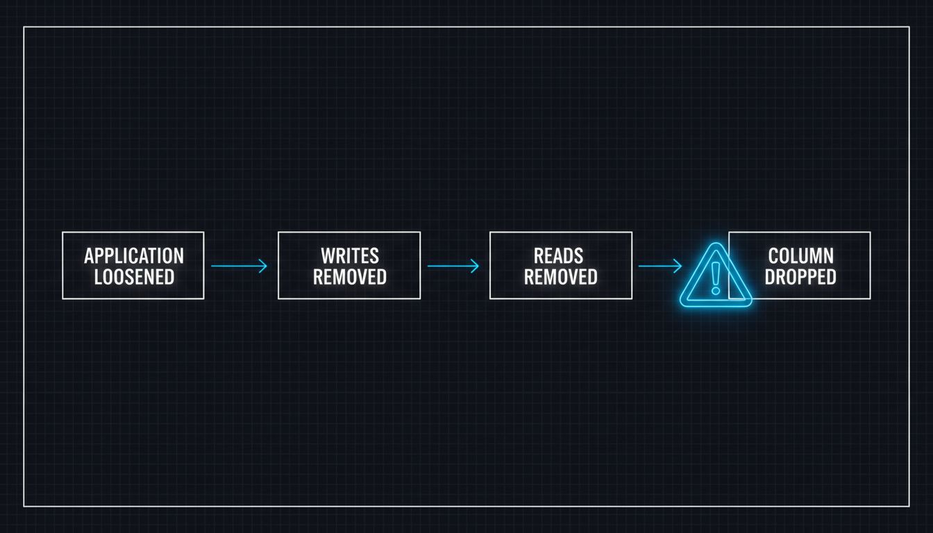 Diagram showing the four phases of a safe zero-downtime column removal protocol
