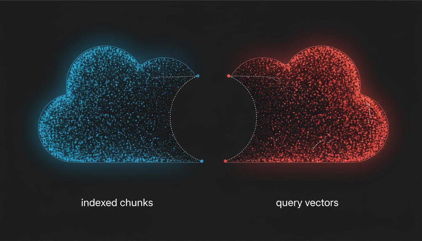 Diagram showing vector space mismatch between indexed chunks and query embeddings from different model versions