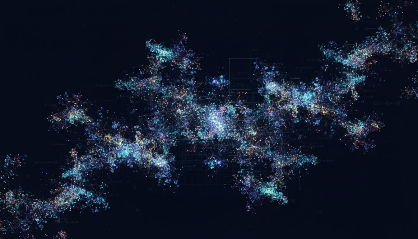 Abstract visualization of clustered vectors in high-dimensional embedding space
