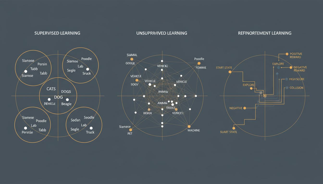 Diagram comparing how different training objectives produce different geometric arrangements of the same concepts in embedding space