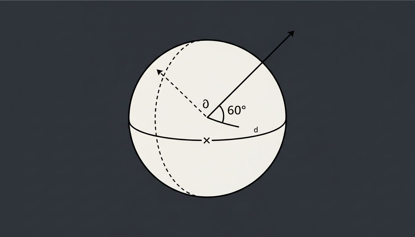 Diagram illustrating cosine similarity as the angle between two vectors on a unit sphere