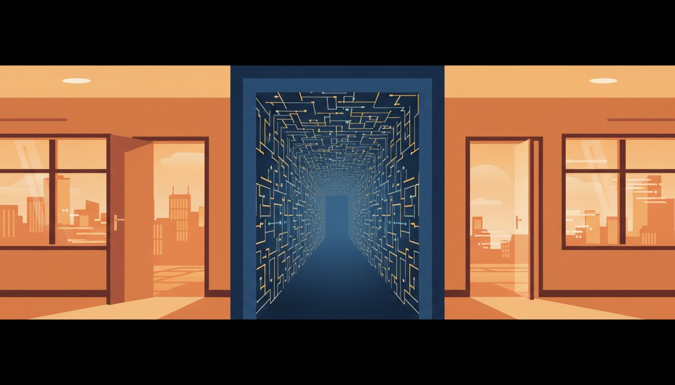 Illustration showing a secure encrypted tunnel connecting two exposed endpoint environments