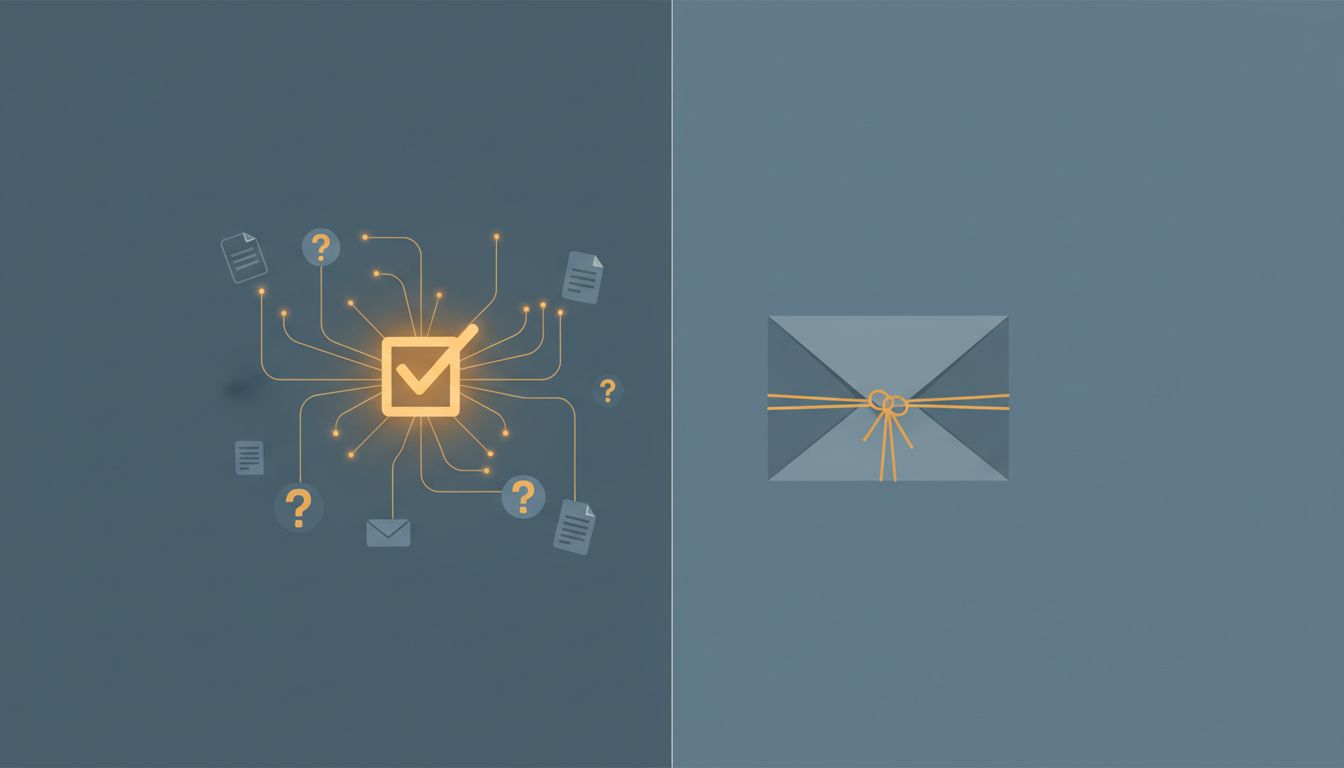 Illustration contrasting an incomplete closed task with lingering loose ends versus a fully closed task with no remaining connections