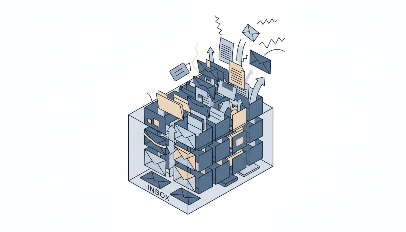 Illustration of a task queue overflowing, depicted as a computer science stack data structure
