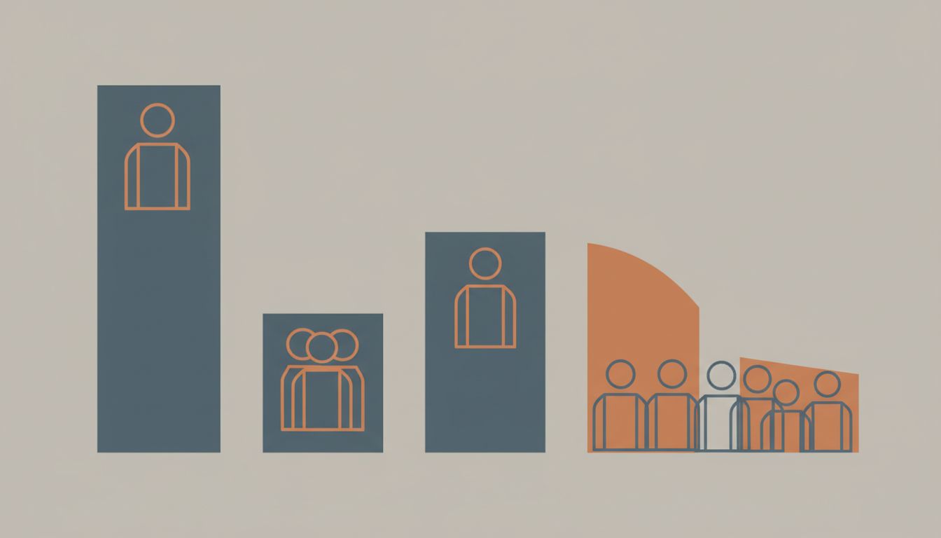 Abstract illustration showing diminishing returns as headcount increases