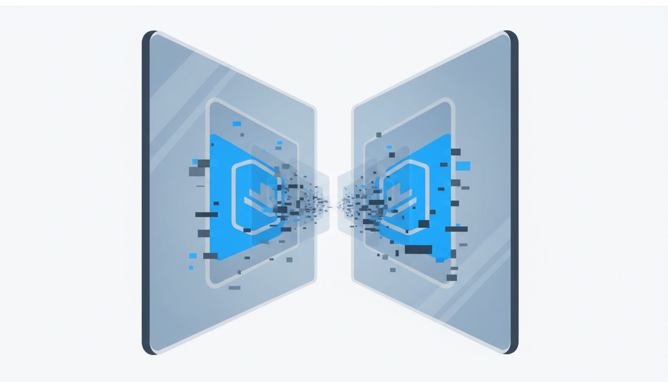 Two facing mirrors showing infinite degrading reflections, a metaphor for recursive cultural cloning in hiring