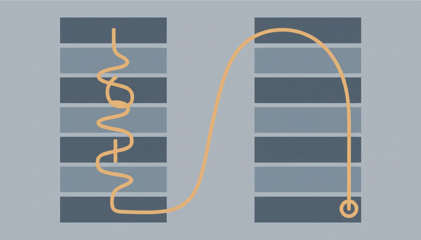 Diagram contrasting linear document reading with targeted, non-linear reading used by experts