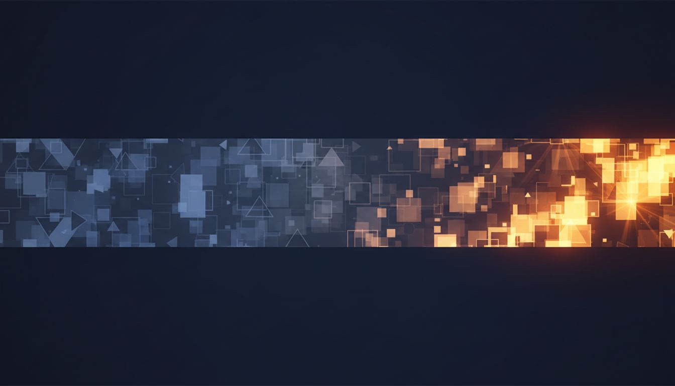 Abstract heatmap illustration showing uneven attention weights across a long context window, with the middle section faded