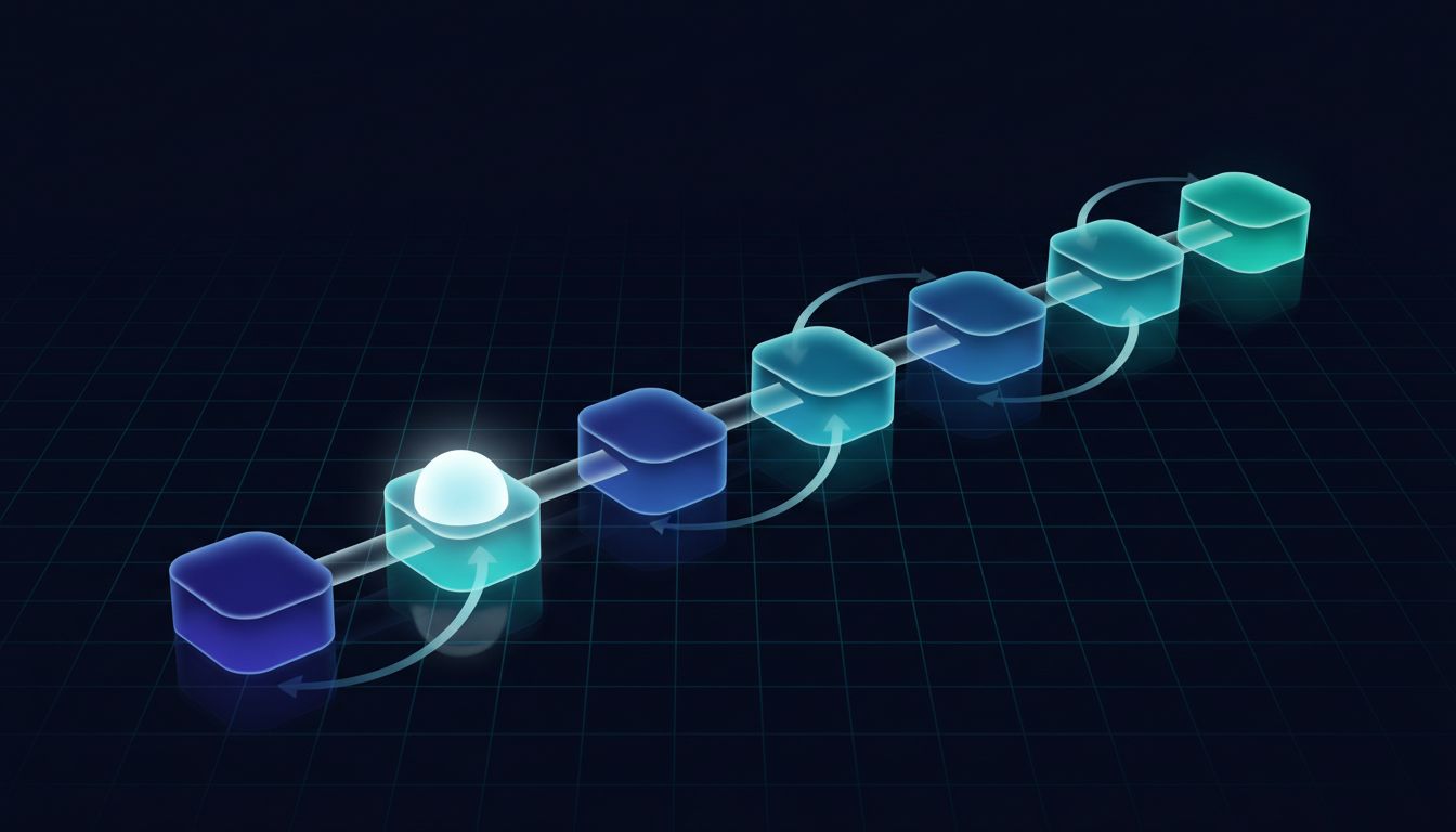 Abstract visualization of a promise chain resolving sequentially