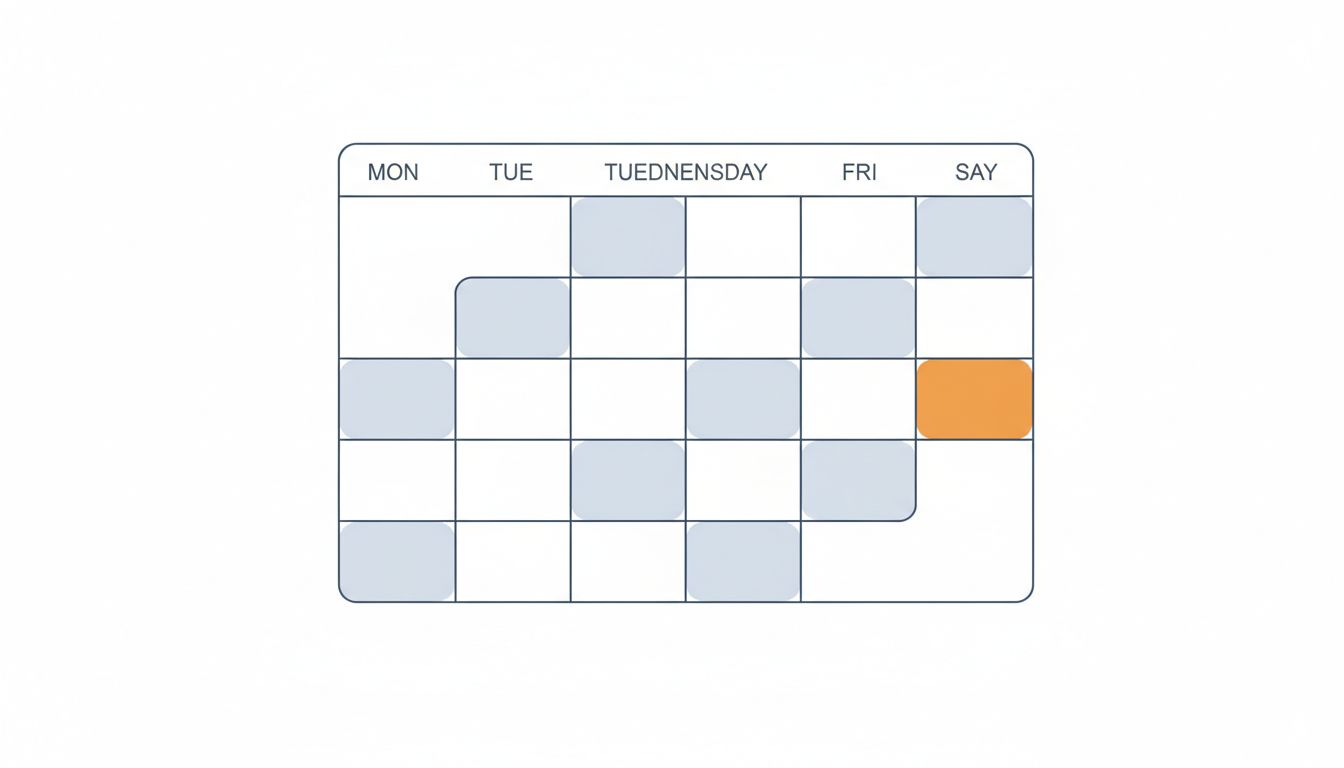 A calendar with most meeting blocks fading or hollow, suggesting unnecessary scheduled time
