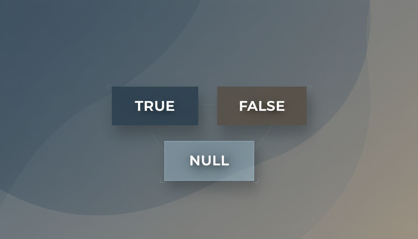 Diagram of three-valued logic showing TRUE, FALSE, and NULL as distinct states
