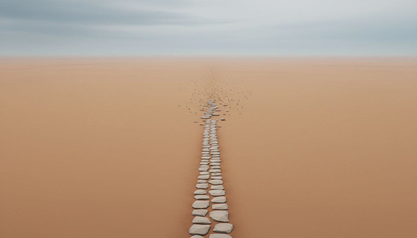 A narrow path through open terrain, representing the focused rebuild after a major customer loss