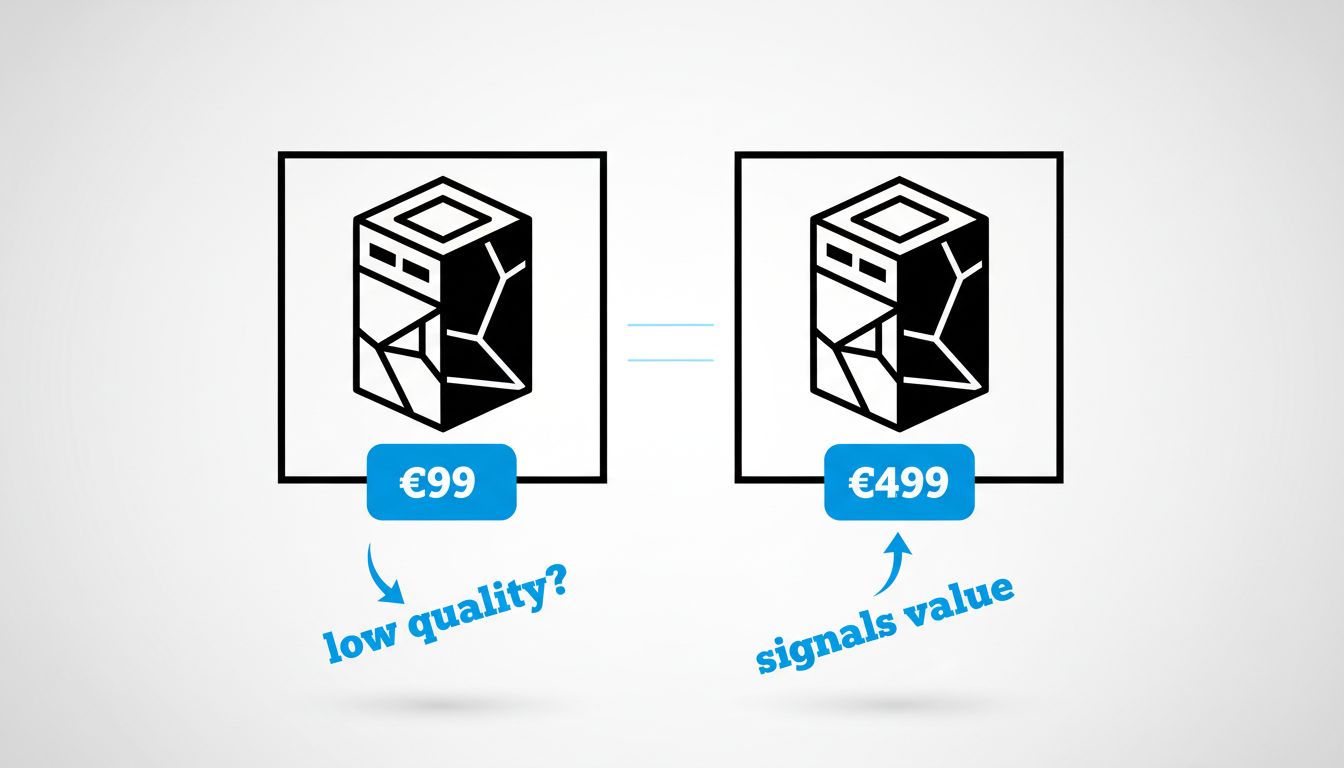 Diagram showing how identical products are perceived differently based on their price points