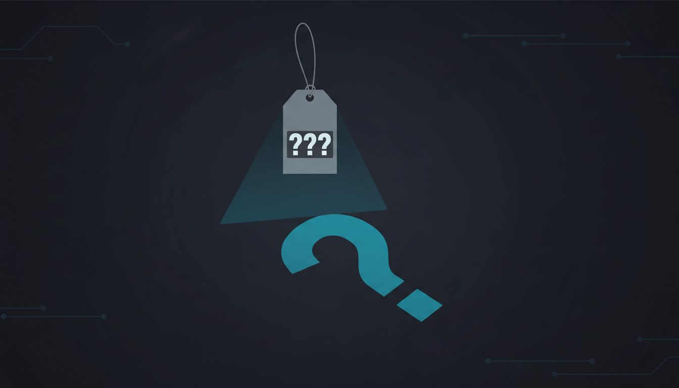 A price tag casting a shadow shaped like a question mark