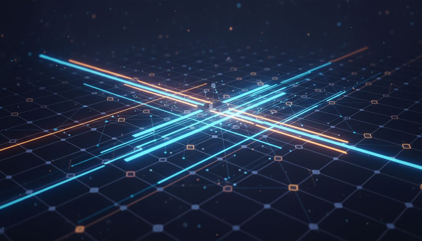 Abstract visualization of attention weights as a network of nodes with connections of varying intensity