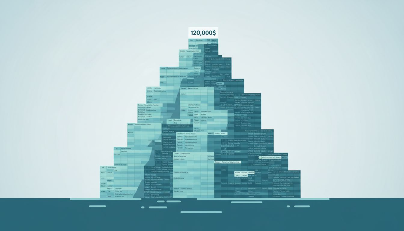 Iceberg illustrated as a budget spreadsheet, showing visible salary costs above water and hidden engineering costs below
