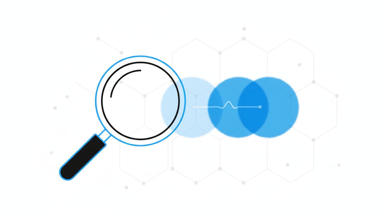 A particle that changes state as a magnifying glass approaches, illustrating the observer effect