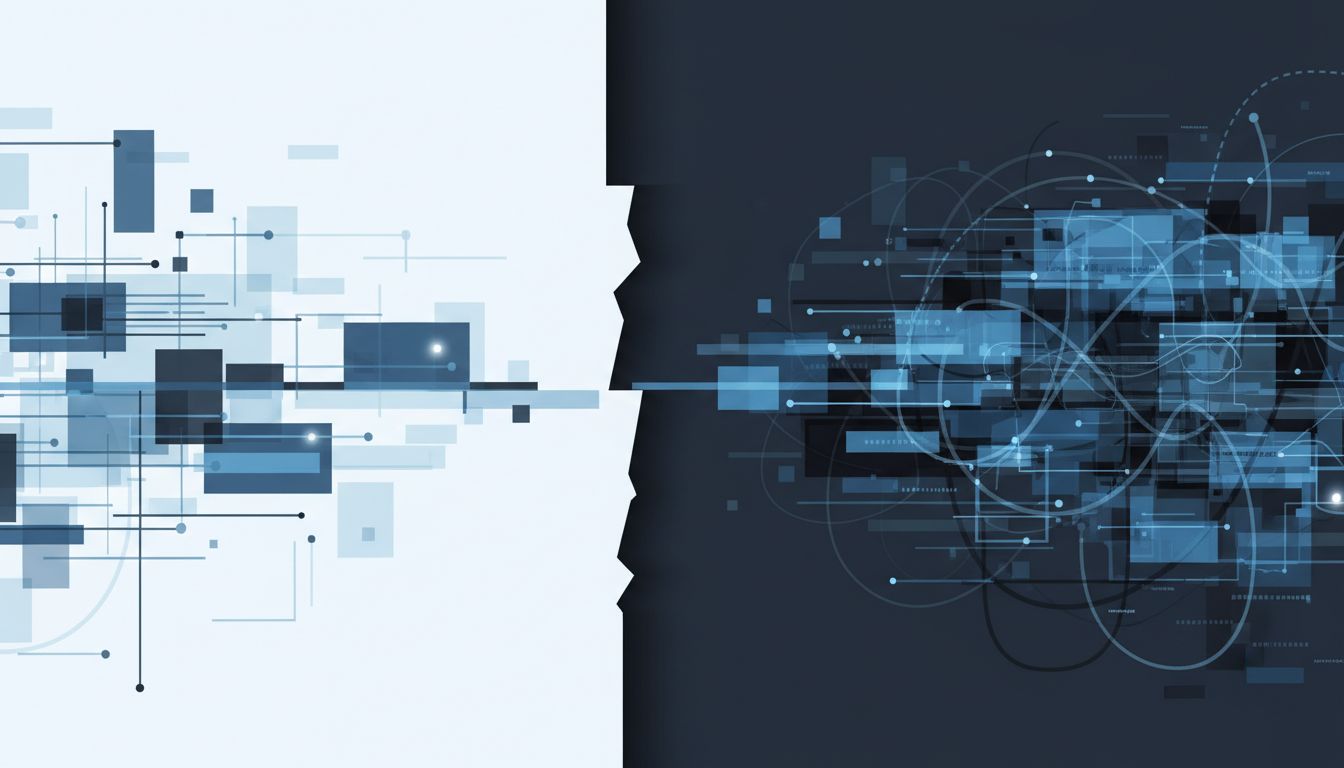 Two environments shown side by side with a gap between them, representing the difference between development and production conditions