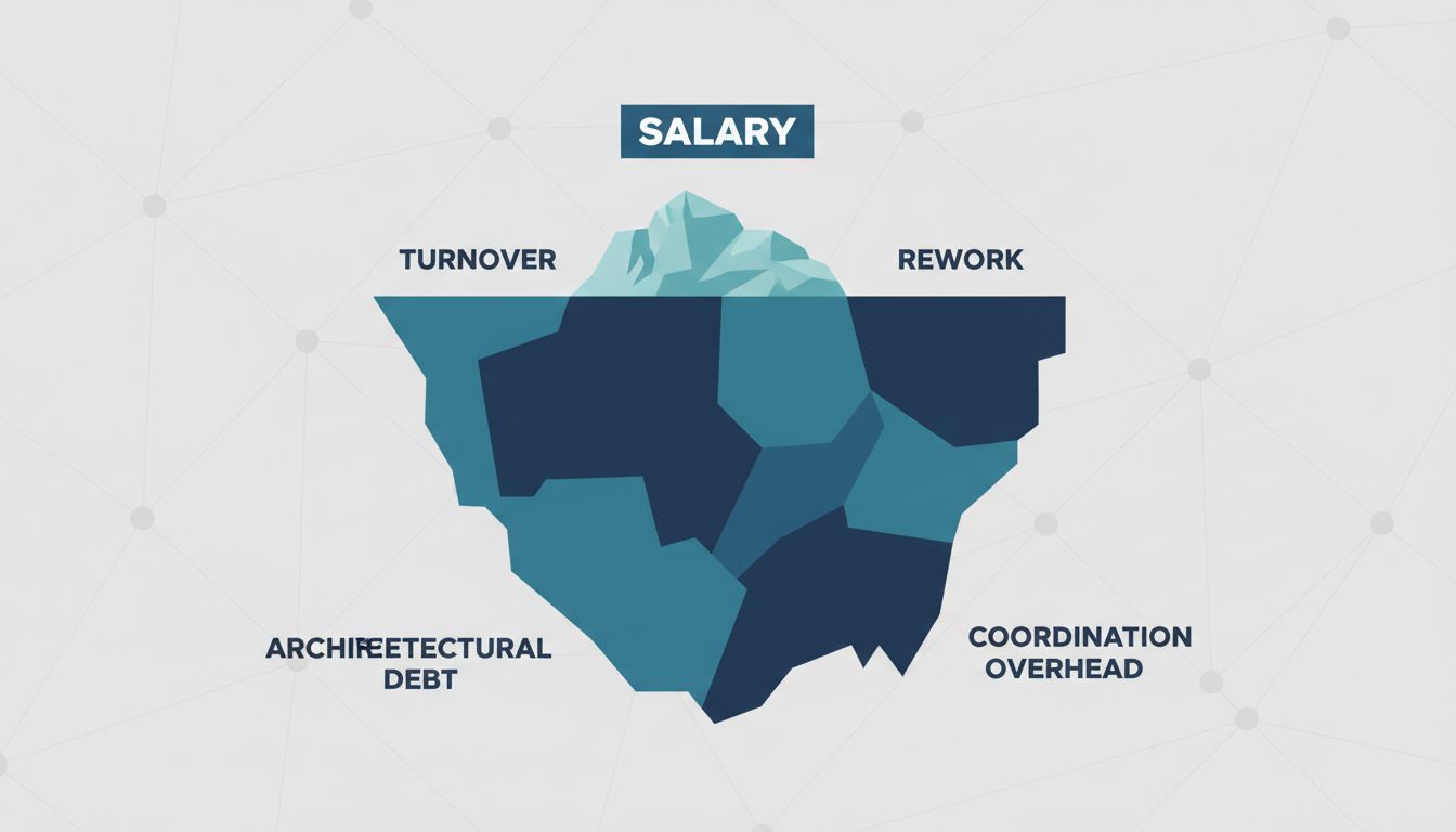 Iceberg diagram showing salary above waterline and hidden engineering costs below